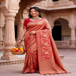 Premium Meenakari Jacquard Woven Saree with Blouse